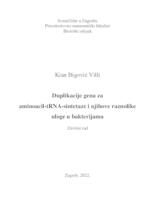 Duplikacije gena za aminoacil-tRNA-sintetaze i njihove raznolike uloge u bakterijama