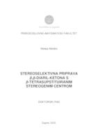 Stereoselektivna priprava β,β-diaril-ketona s β-tetrasupstituiranim stereogenim centrom