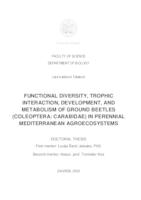 Functional diversity, trophic interaction, development, and metabolism of ground beetles
 (Coleoptera: Carabidae) in perennial Mediterranean agroecosystems