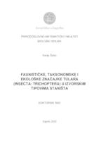 Faunističke, taksonomske i ekološke značajke tulara (Insecta: Trichoptera) u izvorskim
 tipovima staništa