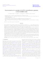 Environments of a sample of AzTEC submillimetre galaxies in the COSMOS field