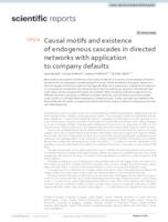 Causal motifs and existence of endogenous cascades in directed networks with application to company defaults