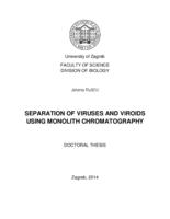 Separation of viruses and viroids using monolith chromatography
Izdvajanje virusa i viroida monolitnom kromatografijom