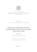 Fizikalno-kemijske metode karakterizacije farmaceutski aktivnih tvari