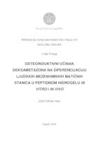 OSTEOINDUKTIVNI UČINAK DEKSAMETAZONA NA DIFERENCIJACIJU LJUDSKIH MEZENHIMSKIH MATIČNIH STANICA U PEPTIDNOM HIDROGELU IN VITRO I IN VIVO