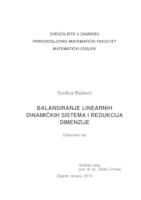 Balansiranje linearnih dinamičkih sistema i redukcija dimenzije