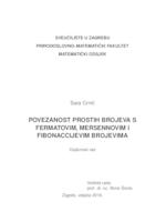 Povezanost prostih brojeva s Fermatovim, Mersenneovim i Fibonaccijevim brojevima