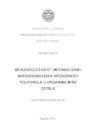 Bioraspoloživost, metabolizam i antioksidacijska sposobnost polifenola u organima miša C57BL/6