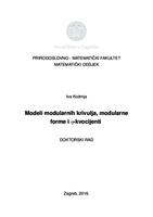 Modeli modularnih krivulja, modularne forme i \(\eta\)-kvocijenti