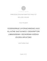 Vodengrinje (Hydrachnidiae) kao ključne sastavnice i deskriptori limnokrenih i reokrenih krških izvora Hrvatske