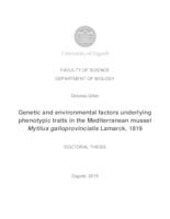 Genetic and environmental factors underlying phenotypic traits in the Mediterranean mussel Mytilus galloprovincialis Lamarck, 1819