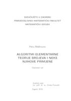 Algoritmi elementarne teorije brojeva i neke njihove primjene