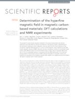 Determination of the hyperfine magnetic field in magnetic carbonbased materials: DFT calculations and NMR experiments