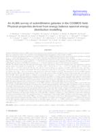 An ALMA survey of submillimetre galaxies in the COSMOS field: Physical properties derived from energy balance spectral energy distribution modelling