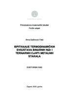 Ispitivanje termodinamičkih svojstava binarnih NiZr i ternarnih CuHfTi metalnih stakala