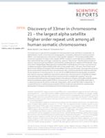 Discovery of 33mer in chromosome 21 – the largest alpha satellite higher order repeat unit among all human somatic chromosomes