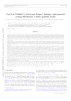 The VLA-COSMOS 3 GHz Large Project: Average radio spectral energy distribution of active galactic nuclei