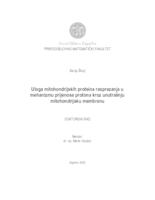 Uloga mitohondrijskih proteina rasprezanja u mehanizmu prijenosa protona kroz unutrašnju mitohondrijsku membranu