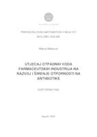 Utjecaj otpadnih voda farmaceutskih industrija na razvoj i širenje otpornosti na antibiotike