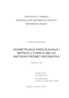prikaz prve stranice dokumenta Geometrijska preslikavanja i matrice u kurikulumu za nastavni predmet matematika