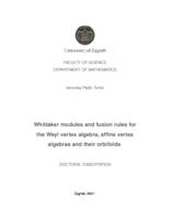 prikaz prve stranice dokumenta Whittaker modules and fusion rules for the Weyl vertex algebra, affine vertex algebras and their orbifolds