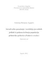 prikaz prve stranice dokumenta Istraživačko ponašanje i neofobija juvenilnih jedinki iz pokusa križanja populacija primorske gušterice (Podarcis siculus)