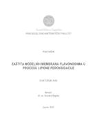 prikaz prve stranice dokumenta Zaštita modelnih membrana flavonoidima u procesu lipidne peroksidacije