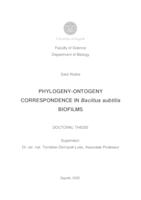 prikaz prve stranice dokumenta PHYLOGENY-ONTOGENY CORRESPONDENCE IN Bacillus subtilis BIOFILMS