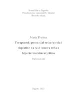 prikaz prve stranice dokumenta Terapeutski potencijal resveratrola i  cisplatine na rast tumora miša u hipertermalnim uvjetima