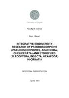 prikaz prve stranice dokumenta Integrative biodiversity research of pseudoscorpions (Pseudoscorpiones, Arachnida,  Chelicerata) and stoneflies (Plecoptera, Insecta, Hexapoda) in Croatia
