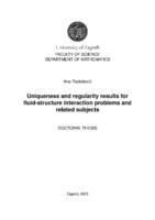 prikaz prve stranice dokumenta Uniqueness and regularity results for fluid-structure interaction problems and related subjects