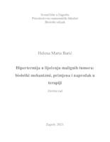 prikaz prve stranice dokumenta Hipertermija u liječenju malignih tumora:  biološki mehanizmi, primjena i napredak u  terapiji