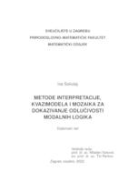 prikaz prve stranice dokumenta Metode interpretacije, kvazimodela i mozaika za dokazivanje odlučivosti modalnih logika