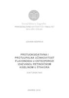 prikaz prve stranice dokumenta Protuoksidativna i protuupalna učinkovitost flavonoida u osteoporozi izazvanoj retinoičnom kiselinom u štakora