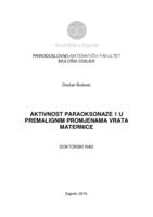 prikaz prve stranice dokumenta Aktivnost paraoksonaze 1 u premalignim promjenama vrata maternice