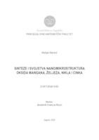 prikaz prve stranice dokumenta Sinteze i svojstva nano/mikrostruktura oksida mangana, željeza, nikla i cinka