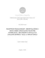 prikaz prve stranice dokumenta RASPROSTRANJENOST, MORFOLOŠKE I EKOLOŠKE ZNAČAJKE RIJEČNE KORNJAČE, MAUREMYS RIVULATA (VALENCIENNES 1833) U HRVATSKOJ