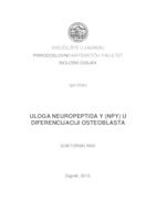 prikaz prve stranice dokumenta Uloga neuropeptida Y (NPY) u diferencijaciji osteoblasta