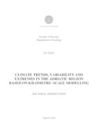 prikaz prve stranice dokumenta CLIMATE TRENDS, VARIABILITY AND EXTREMES IN THE ADRIATIC REGION BASED ON KILOMETRE–SCALE MODELLING