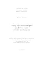 prikaz prve stranice dokumenta Heavy lepton quintuplet and TeV scale seesaw mechanism