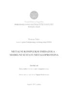 prikaz prve stranice dokumenta Metalni kompleksi imidazola - modelni sustavi metaloproteina