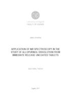 prikaz prve stranice dokumenta Primjena NIR spektroskopije u istraživanju otpuštanja alopurinola iz neobloženih tableta s trenutnim oslobađanjem