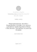prikaz prve stranice dokumenta Rasprostranjenost, ekološke i filogeografske značajke crne udovice Latrodectus tredecimguttatus (Rossi, 1790) (Aranea: Theridiidae) na području Hrvatske 