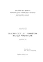 prikaz prve stranice dokumenta Descartesov list i Fermatova metoda kvadrature