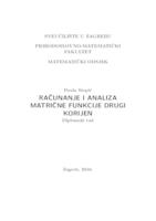 prikaz prve stranice dokumenta Računanje i analiza matrične funkcije drugi korijen