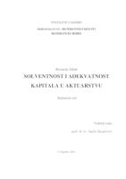 prikaz prve stranice dokumenta Solventnost i adekvatnost kapitala u aktuarstvu