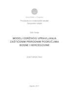 prikaz prve stranice dokumenta Modeli održivog upravljanja zaštićenim prirodnim područjima Bosne i Hercegovine