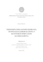 prikaz prve stranice dokumenta Termodinamika kompleksiranja zemnoalkalijskih kationa s ketonskim derivatom kaliks[4]arena. Naslov metodičkog dijela rada: Zemnoalkalijski metali.