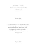 prikaz prve stranice dokumenta Kontrola kvalitete stanične terapije autolognim keratinocitima kod zacjeljivanja teških opeklina