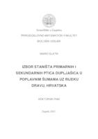 prikaz prve stranice dokumenta Izbor staništa primarnih i sekundarnih ptica dupljašica u poplavnim šumama uz rijeku Dravu, Hrvatska